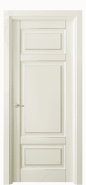 Дверь межкомнатная 0721 БМБП. Цвет Бук молочно-белый позолота. Материал  Массив бука эмаль с патиной. Коллекция Lignum. Картинка.