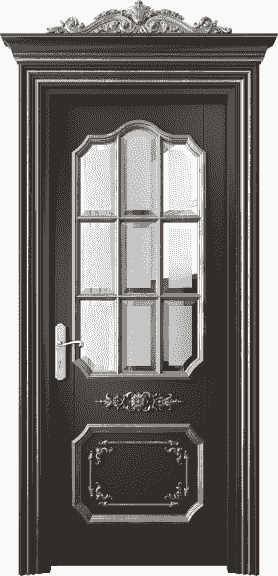 Дверь межкомнатная 6612 БАНСА САТ Ф. Цвет Бук антрацит серебряный антик. Материал Массив бука эмаль с патиной серебро античное. Коллекция Imperial. Картинка.
