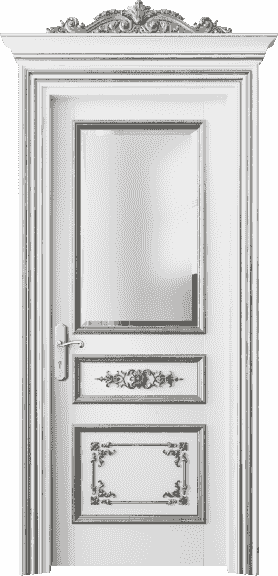 Дверь межкомнатная 6502 ББЛСА САТ Ф. Цвет Бук белоснежный серебряный антик. Материал Массив бука эмаль с патиной серебро античное. Коллекция Imperial. Картинка.