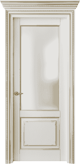 Дверь межкомнатная 6212 БЖМЗ САТ. Цвет Бук жемчуг с золотом. Материал  Массив бука эмаль с патиной. Коллекция Royal. Картинка.