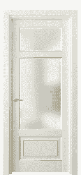 Дверь межкомнатная 0720 БМБП САТ. Цвет Бук молочно-белый с позолотой. Материал  Массив бука эмаль с патиной. Коллекция Lignum. Картинка.