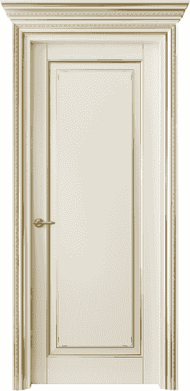 Дверь межкомнатная 6201 БМБЗ . Цвет Бук молочно-белый с золотом. Материал  Массив бука эмаль с патиной. Коллекция Royal. Картинка.