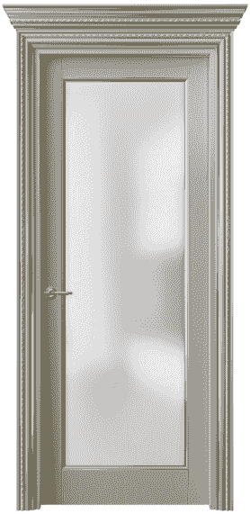 Дверь межкомнатная 6202 БНСРП САТ. Цвет Бук нейтральный серый с позолотой. Материал  Массив бука эмаль с патиной. Коллекция Royal. Картинка.