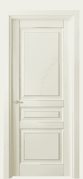 Дверь межкомнатная 0711 БМБП. Цвет Бук молочно-белый позолота. Материал  Массив бука эмаль с патиной. Коллекция Lignum. Картинка.