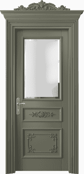 Дверь межкомнатная 6502 БОТ Сатинированное стекло с фацетом. Цвет Бук оливковый тёмный. Материал Массив бука эмаль. Коллекция Imperial. Картинка.