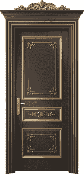 Дверь межкомнатная 6503 БАНЗА. Цвет Бук антрацит золотой антик. Материал Массив бука эмаль с патиной золото античное. Коллекция Imperial. Картинка.