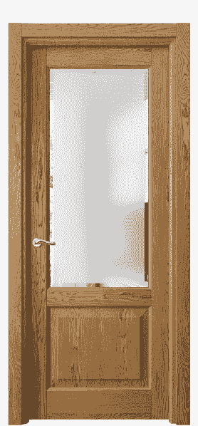 Дверь межкомнатная 0740 ДМД.Б Сатинированное стекло с фацетом. Цвет Дуб медовый брашированный. Материал Массив дуба брашированный. Коллекция Lignum. Картинка.