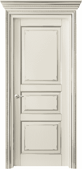 Дверь межкомнатная 6231 БМБС . Цвет Бук молочно-белый с серебром. Материал  Массив бука эмаль с патиной. Коллекция Royal. Картинка.