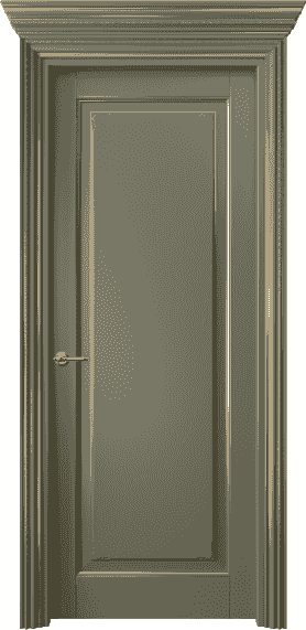 Дверь межкомнатная 6201 БОТП. Цвет Бук оливковый тёмный с позолотой. Материал  Массив бука эмаль с патиной. Коллекция Royal. Картинка.