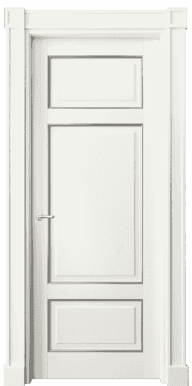 Дверь межкомнатная 6307 БЖМС. Цвет Бук жемчуг с серебром. Материал  Массив бука эмаль с патиной. Коллекция Toscana Plano. Картинка.