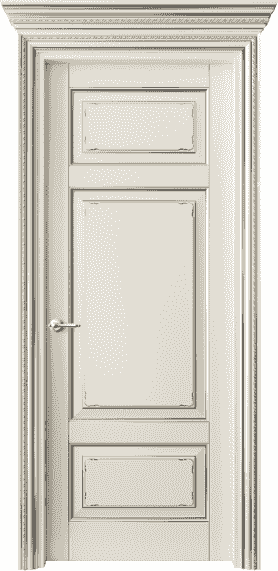 Дверь межкомнатная 6221 БМБС. Цвет Бук молочно-белый с серебром. Материал  Массив бука эмаль с патиной. Коллекция Royal. Картинка.