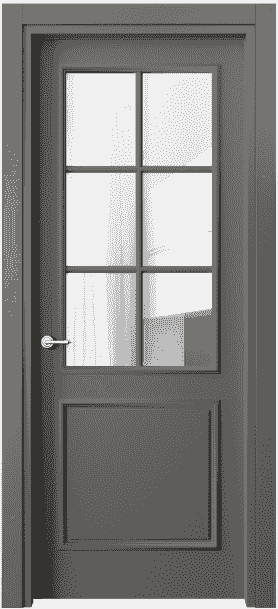 Дверь межкомнатная 8122 МКЛС Прозрачное стекло. Цвет Матовый классический серый. Материал Гладкая эмаль. Коллекция Paris. Картинка.