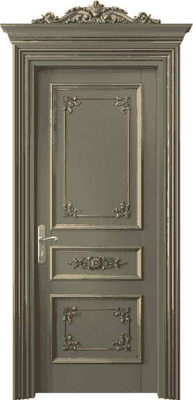 Дверь межкомнатная 6503 БОТЗА. Цвет Бук оливковый темный золотой антик. Материал Массив бука эмаль с патиной золото античное. Коллекция Imperial. Картинка.