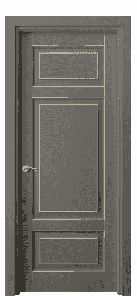 Дверь межкомнатная 0721 БКЛСП. Цвет Бук классический серый с позолотой. Материал  Массив бука эмаль с патиной. Коллекция Lignum. Картинка.