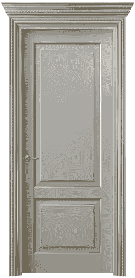 Дверь межкомнатная 6211 БНСРП. Цвет Бук нейтральный серый позолота. Материал  Массив бука эмаль с патиной. Коллекция Royal. Картинка.