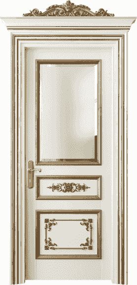 Дверь межкомнатная 6502 БМБЗА САТ Ф. Цвет Бук молочно-белый золотой антик. Материал Гладкая Эмаль с Эффектами (Золото). Коллекция Imperial. Картинка.