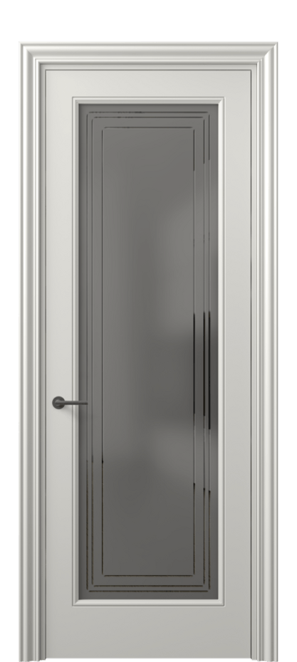 Межкомнатная дверь Mascot 8400 Матовый серый Сатинированное серое стекло с гравировкой "Грани", триплекс Цена 82499 ₽ | Volhovec