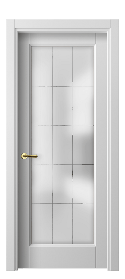 Межкомнатная дверь Галант 1402 Матовый белоснежный Сатинированное стекло с гравировкой "Лофт" Цена 55599 ₽ | Volhovec