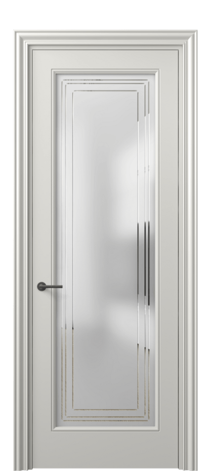 Межкомнатная дверь Mascot 8400 Матовый серый Сатинированное стекло с гравировкой "Грани", триплекс Цена 82499 ₽ | Volhovec