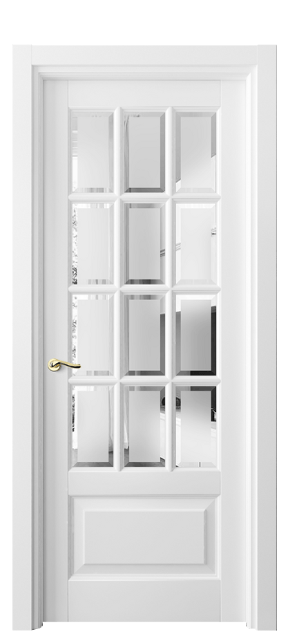 Межкомнатная дверь Лигнум 0728 Матовый белоснежный Сатинированное стекло с фацетом Цена 120299 ₽ | Volhovec
