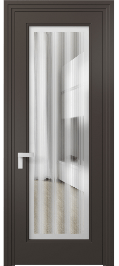 Межкомнатная дверь Rocca 8300 Матовый антрацит Сатинированное с гравировкой "Каннелюры", триплекс Цена 91899 ₽ | Volhovec