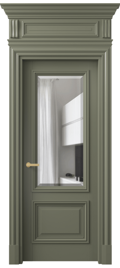 Межкомнатная дверь Antique 7302 Бук оливковый тёмный Прозрачное стекло с фацетом Цена 164609 ₽ | Volhovec