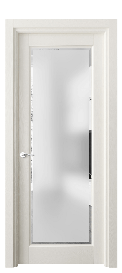 Межкомнатная дверь Лигнум 0700 Дуб жемчуг Сатинированное стекло с фацетом Цена 136799 ₽ | Volhovec