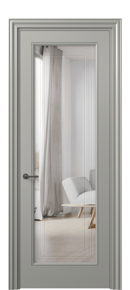 Межкомнатная дверь Mascot 8400 Матовый нейтральный серый Двустороннее зеркало с гравировкой "Грани"», триплекс Цена 84499 ₽ | Volhovec