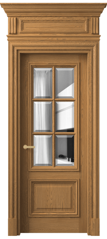 Межкомнатная дверь Антик 7312 Дуб солнечный матовый Двустороннее зеркало с фацетом, триплекс Цена 305489 ₽ | Volhovec