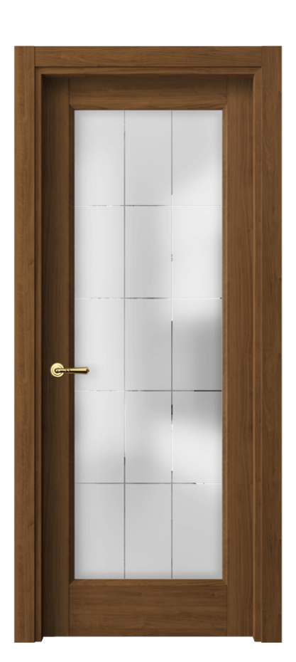 Межкомнатная дверь Галант 1402 Лесной орех Сатинированное стекло с гравировкой "Лофт" Цена 38999 ₽ | Volhovec