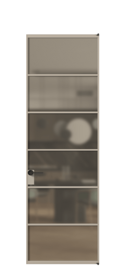 Алюминиевая дверь АЛПЛ040.04 Алюминий бисквитный Сатинированное бронзовое стекло, триплекс Цена 128530  | Volhovec