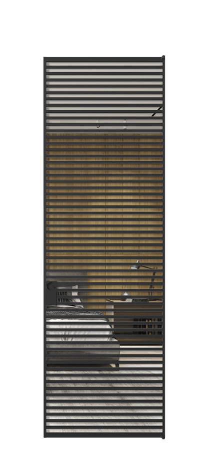 Алюминиевая дверь АЛПЛ040.07 Алюминий Черный Двустороннее зеркало, триплекс , триплекс 6 мм Цена 195690  | Volhovec