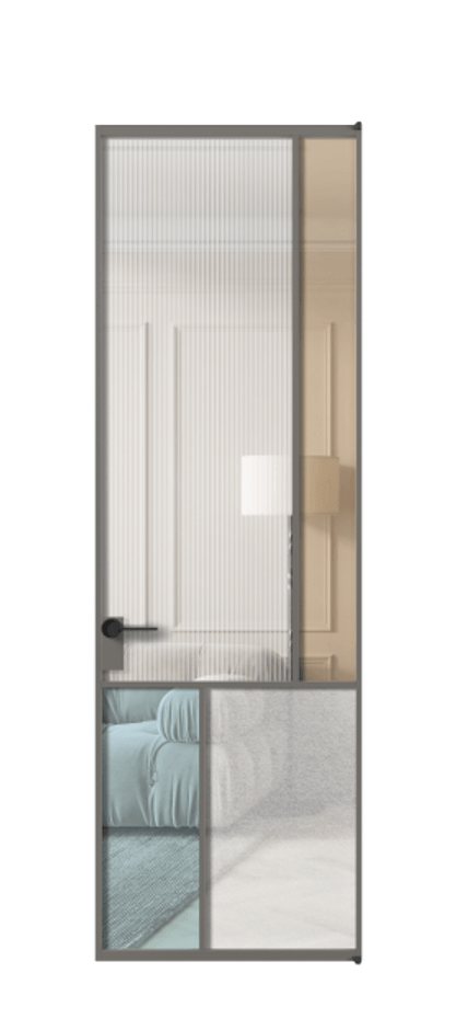 Межкомнатная дверь Mosaic АЛПЛ041.21 Алюминий классический серый Комбинация стекол Группы 1 и Группы 3 Цена 166090 ₽ | Volhovec