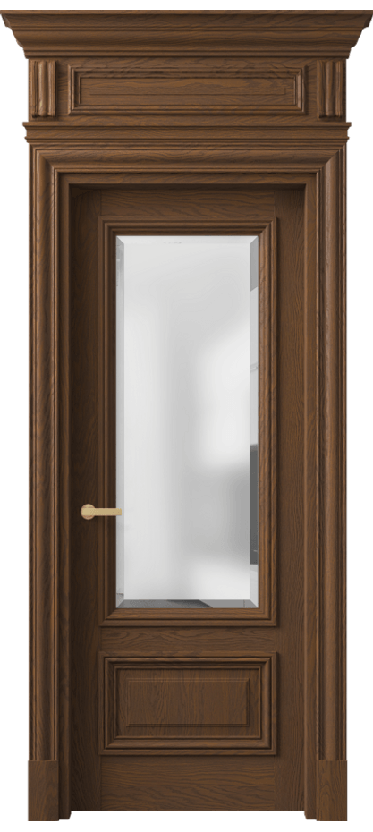 Межкомнатная дверь Антик 7306 Дуб каштановый матовый Сатинированное стекло с фацетом Цена 273289 ₽ | Volhovec