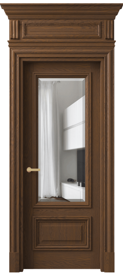 Межкомнатная дверь Антик 7306 Дуб каштановый матовый Прозрачное стекло с фацетом Цена 286950 ₽ | Volhovec