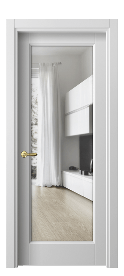 Межкомнатная дверь Галант 1402 Матовый белоснежный Прозрачное стекло Цена 54599 ₽ | Volhovec