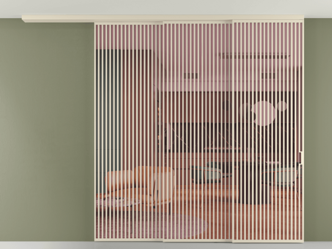 Перегородка Formato вдоль стены на потолок телескопик синхро 3 АЛПР 040.06 Алюминий бежево-серый Прозрачное розовое стекло, триплекс Цена 687840 ₽ | Volhovec