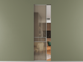 Алюминевая перегородка АЛПР 040.02 МНСР Бронза сатин триплекс. Цвет Алюминий нейтральный серый. Материал Алюминий в эмали. Коллекция Перегородка Formato скрытый пенал одностворчатая. Картинка.