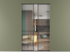 Алюминевая перегородка АЛПР 040.02 ЧРН MS. Цвет Алюминий Черный. Материал Алюминий. Коллекция Перегородка Formato скрытый пенал двустворчатая. Картинка.