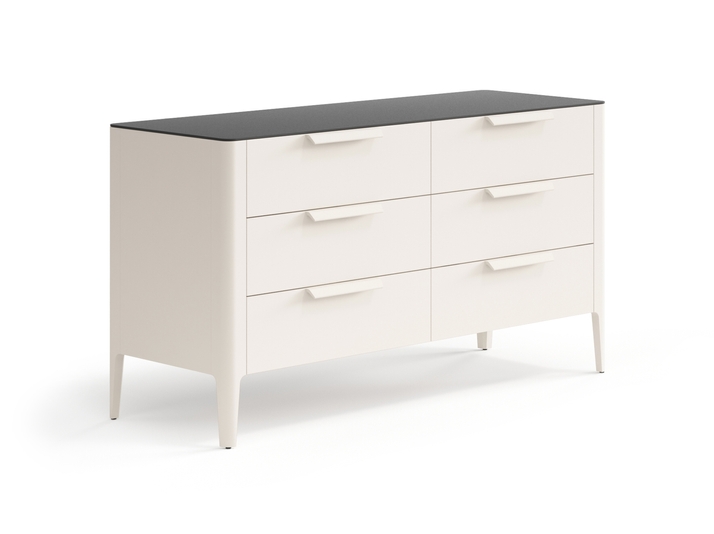 Мебель Комод Piega 6 ящиков. Цвет Матовый бежево-серый. Материал Гладкая эмаль. Коллекция Комод Piega 6 ящиков. Картинка.