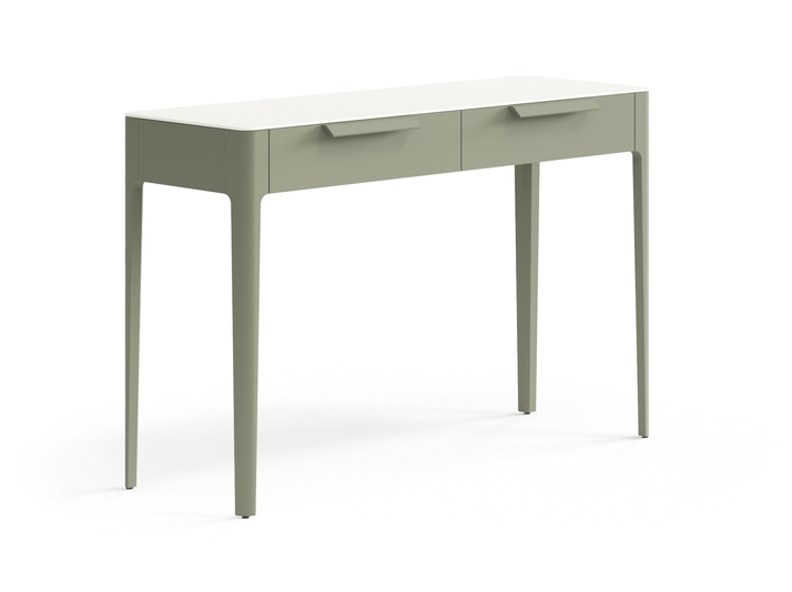 Мебель Консоль Piega 2 ящика. Цвет Матовый оливковый тёмный. Материал Гладкая эмаль. Коллекция Консоль Piega 2 ящика. Картинка.