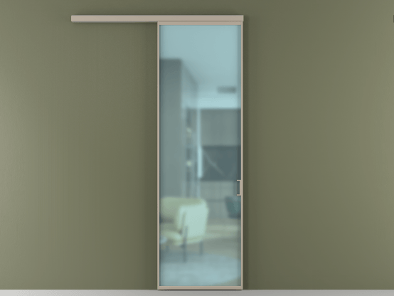 Алюминевая перегородка АЛПР 040.01_АБСК_САТ ГОЛ_new. Цвет Алюминий бисквитный. Материал Алюминий в эмали. Коллекция Перегородка Formato вдоль стены 1 створка. Картинка.