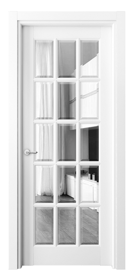 Дверь межкомнатная 6311 МБЛ Зеркало с фацетом. Цвет Матовый белоснежный. Материал Гладкая эмаль. Коллекция Тоскана Грильято. Картинка.