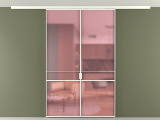 Алюминевая перегородка АЛПР 040.02_АЖМ_САТ РОЗ_new. Цвет Алюминий жемчужный. Материал Алюминий в эмали. Коллекция Перегородка Formato вдоль стены на потолок 2 створки. Картинка.