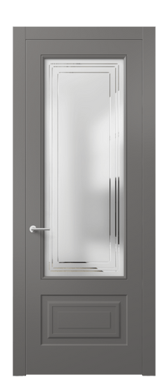 Дверь межкомнатная 8442 МКЛС Сатин с гравировкой Mascot. Цвет Матовый классический серый. Материал Гладкая эмаль. Коллекция Mascot. Картинка.