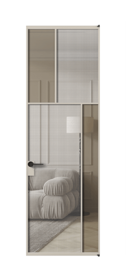 Дверь межкомнатная АЛПЛ041.23 АСБЖ MS+Бронза триплекс. Цвет Алюминий светло-бежевый. Материал Алюминий в эмали. Коллекция Mosaic. Картинка.