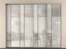 Перегородка Мозаик внутри проёма 4 створки с синхронным механизмом