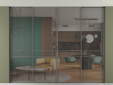 Перегородка Формато внутри проёма скрытое крепление в потолок 4 створки