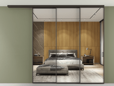 Перегородка Formato вдоль стены на потолок 3 створки с синхронным механизмом