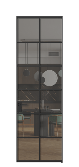 Дверь межкомнатная АЛПЛ040.05 Серый триплекс ЧЕР. Цвет Алюминий Черный. Материал Алюминий. Коллекция Formato. Картинка.